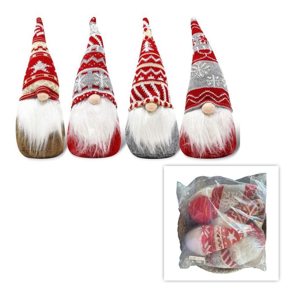 New in Package Joyin Set of 4 Christmas Holiday Plush Gnomes 12” Ornies Décor